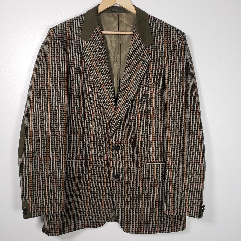 Magee 42 Ireland Wool Plaid Sports Coat Blazer Tan